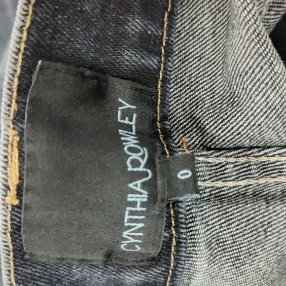 CYNTHIA Rowley Embellished Kick Flare Dark Wash Cargo Jeans, Size 0 - Picture 12 of 15